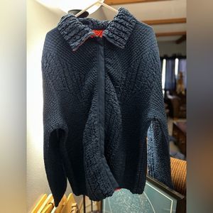 Women's Navy Textured Zip-Front Jacket